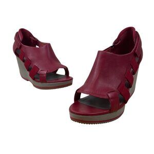 Camper Romain Kremer Women’s Red Leather Back Strap Together Wedge Sandals Szize